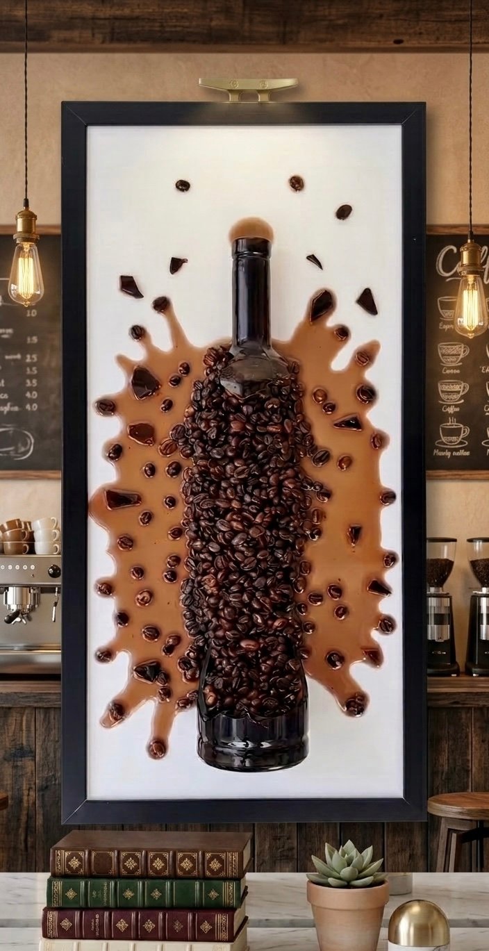 Vintage Bottle Coffee Burst Resin Art