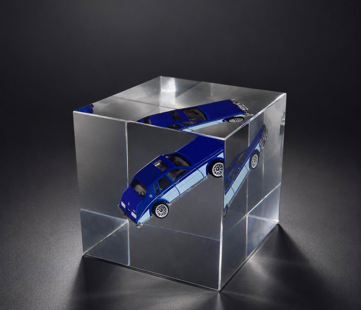Sedan in Epoxy Cube Sculpture